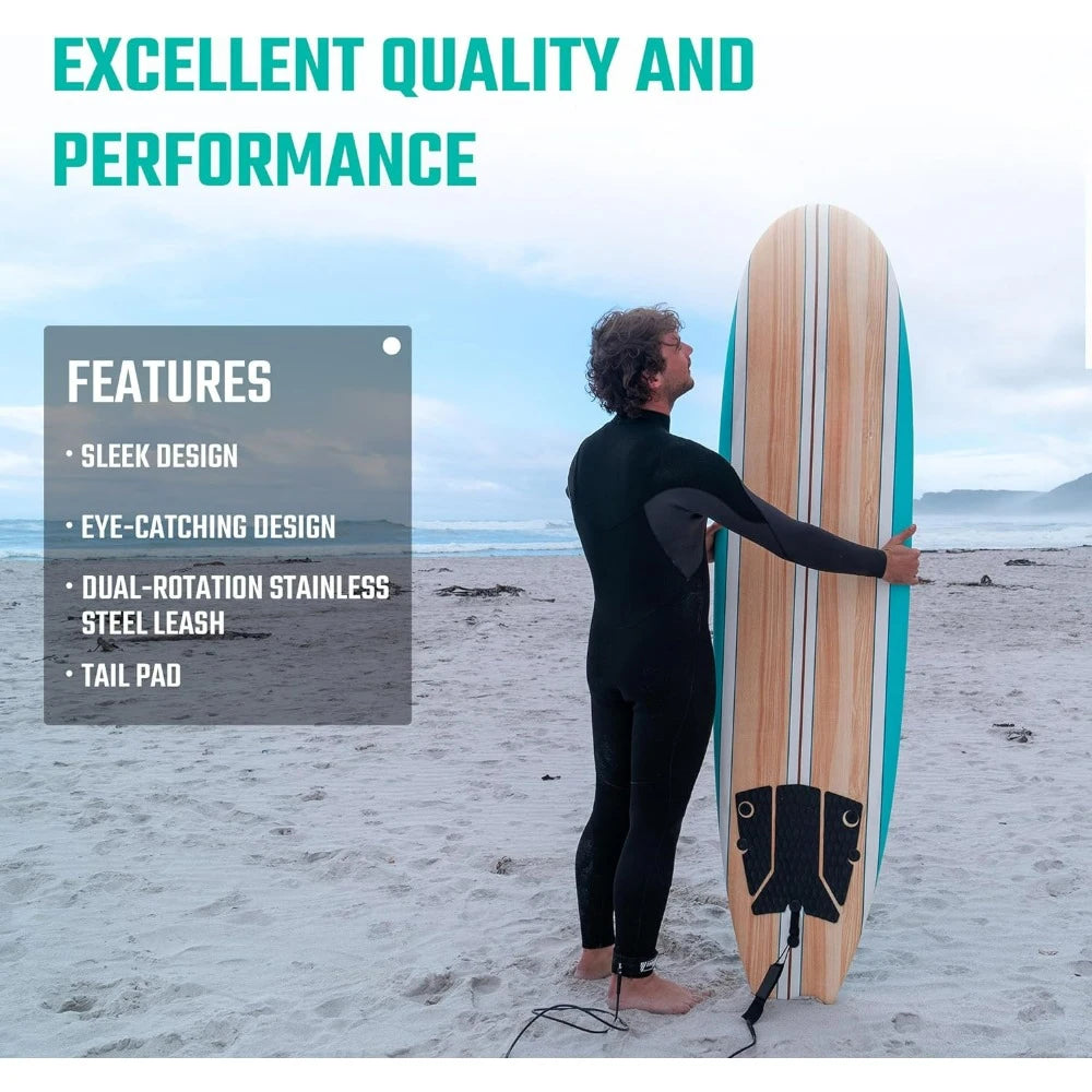 7ft Soft Top Foam Beginner Surfboard for Adults and Kids