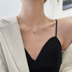 Luxury Elegant Crystal Circle Choker Fashion Roman Digital Stainless Steel Gold Silver Color Pendant Necklaces for Women Jewelry Luxlife Brands