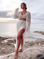 White Bell Sleeve Lace Top + Skirt Set Luxlife Brands