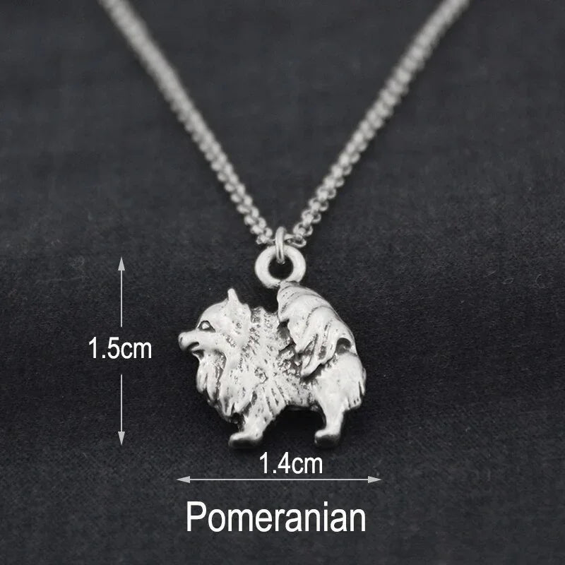 Vintage 3 Style Pomeranian & Samoyed & Keeshond & Golden Retriever & Whippet Dog Charms Pendant Necklace Women Pet Lover Gift LUXLIFE BRANDS