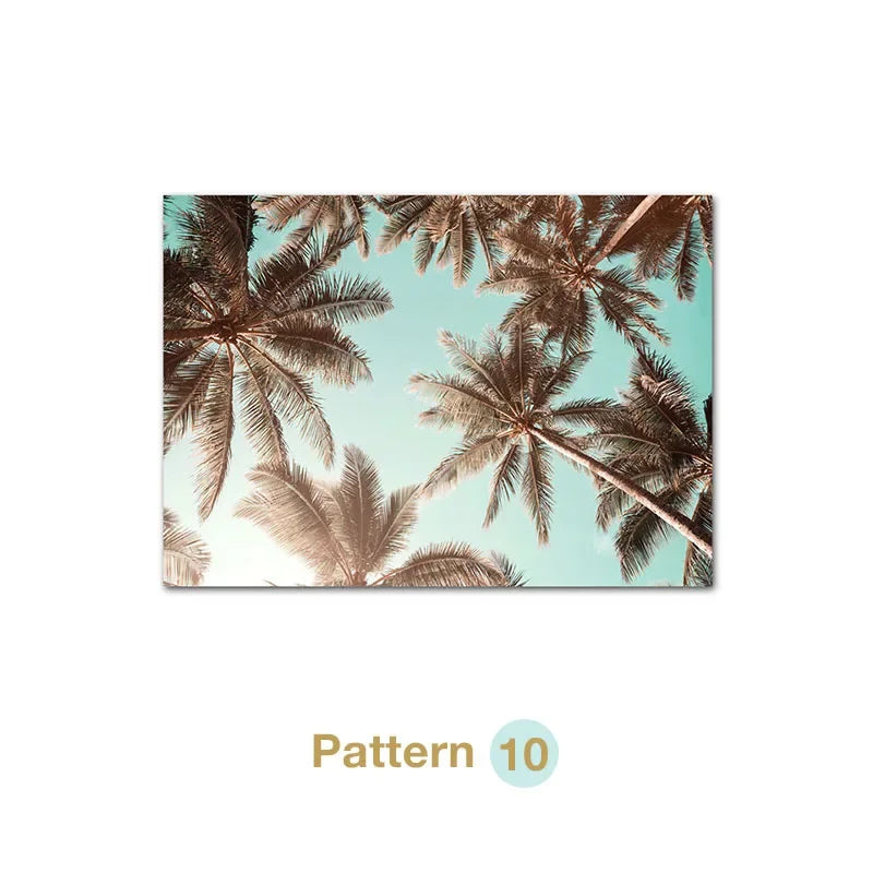 Turquoise Maldives Summer Sea Beach Coconut Tree Wall Posters and Prints Canvas Painting Landscape Picture for Living Room Decor