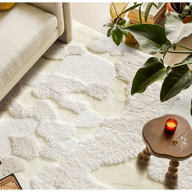 Medicci Home Snowy Mountain Inspired Design Carpets INS Cream White 3D Tufted Throw Area Rugs Plush Mats For Living Room Bedroom