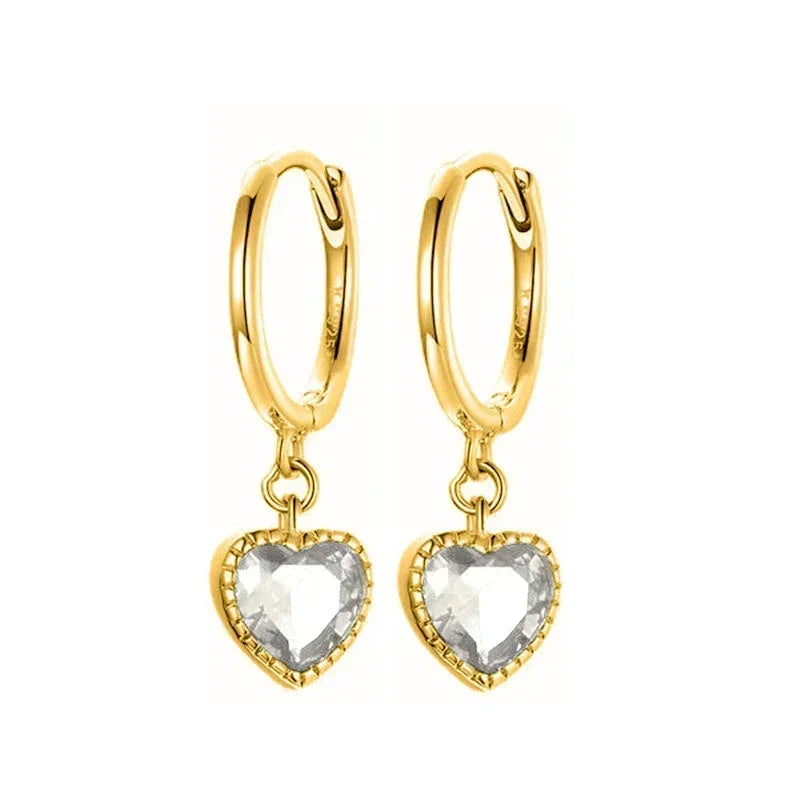 Luxury white crystal zircon earrings 925 sterling silver ear needles Hoop gold earrings For women Fashion Luxury Wedding Jewelry Luxlife Brands