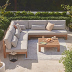 Nordic Hotel Villa Outdoor Sofas Garden Furniture Waterproof PE Hotel Villa Garden Rattan Aluminum Teak Wood Sectional Sofa Set Luxlife Brands
