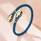 Double Snake Head Cuff Bangles Braided Leather Luxlife Brands