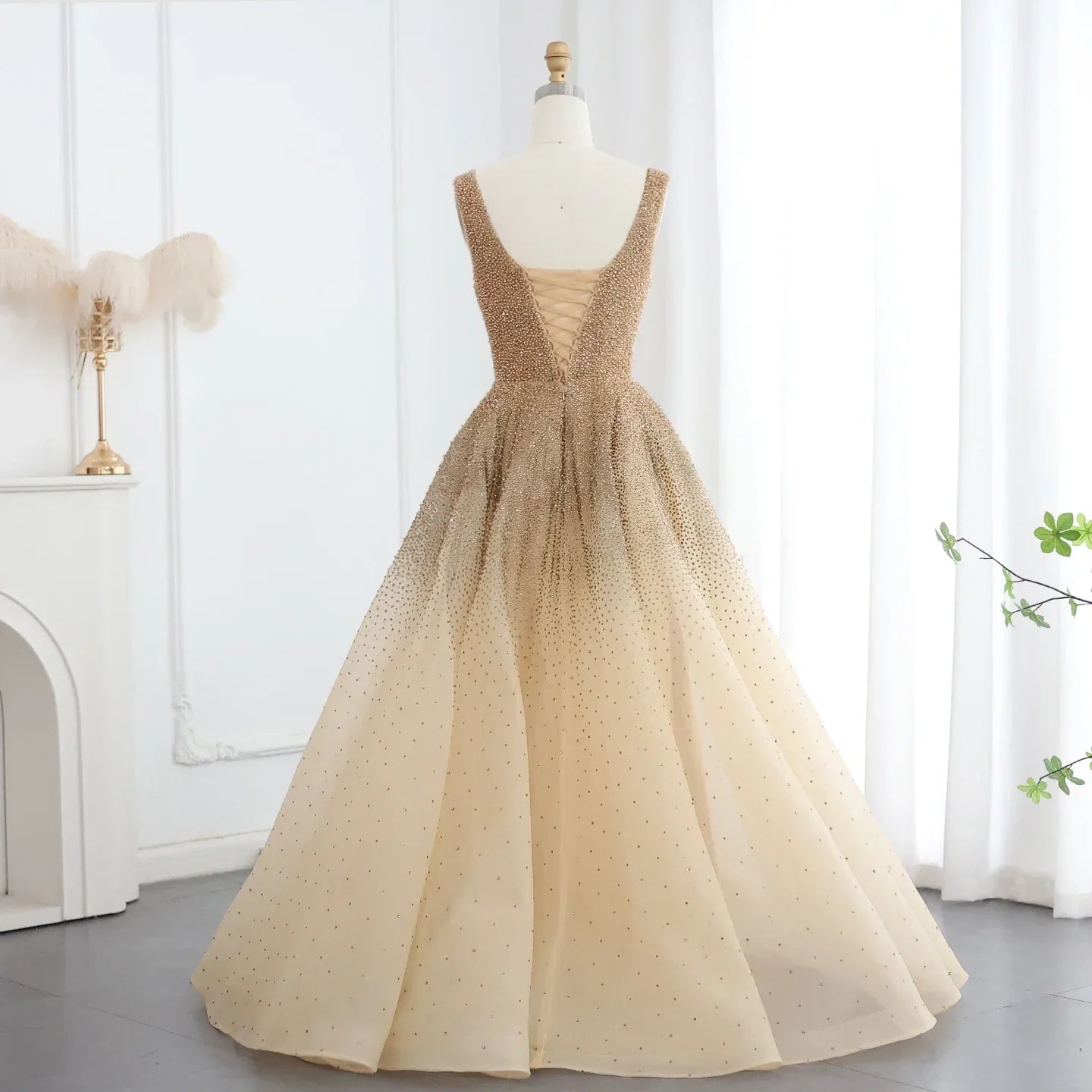 Sharon Said Sparkly Crystal Burgundy Ball Gown Evening Dresses Luxury Dubai Gold Dress for Women Wedding Prom SS208 Customized