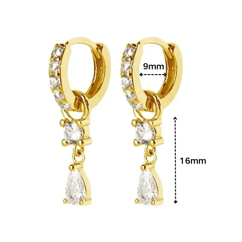 Luxury white crystal zircon earrings 925 sterling silver ear needles Hoop gold earrings For women Fashion Luxury Wedding Jewelry