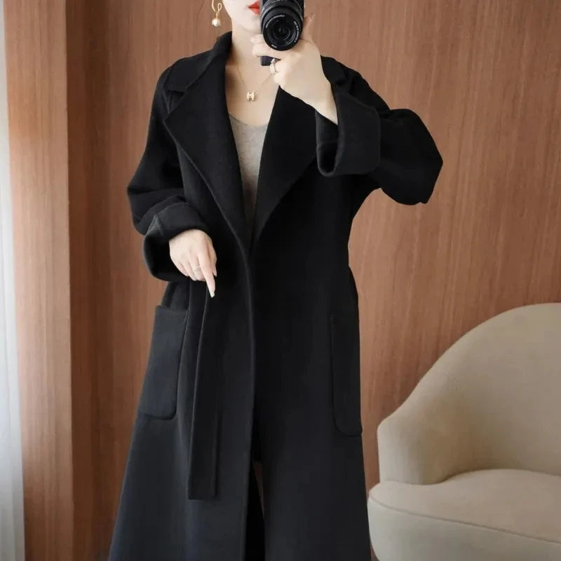 100% Wool Autumn/Winter Cashmere Coat with Belt