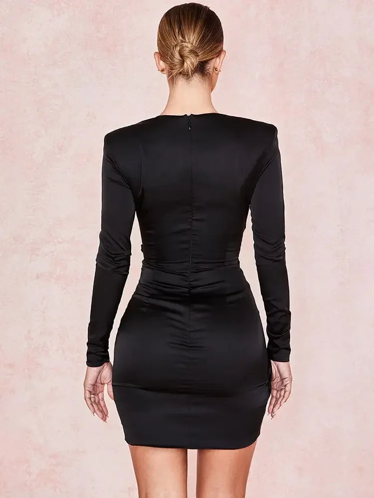 Deep V Long Sleeve Bodycon Dress LUXLIFE BRANDS
