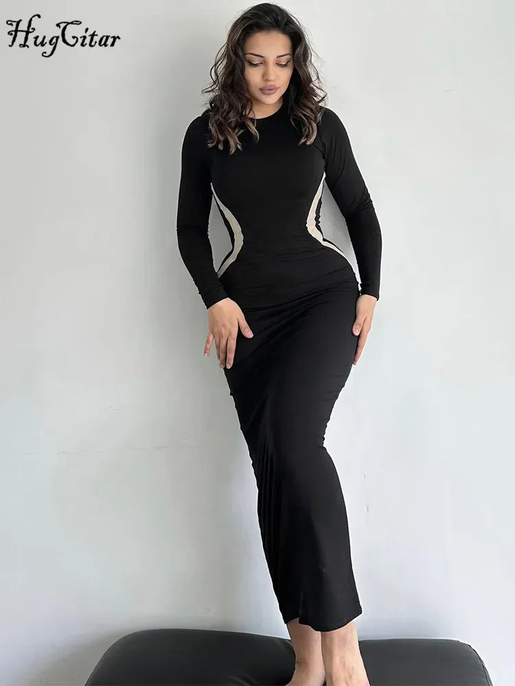 Eva Long Sleeve Bodycon Maxi Dress LUXLIFE BRANDS