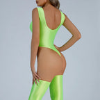 Women Sexy Oil Shiny Bodysuit Strap Solid Swimsuit High Cut Bikini Thong Leotard Thin Smooth Jumpsuit Summer Breath Nightwear Luxlife Brands