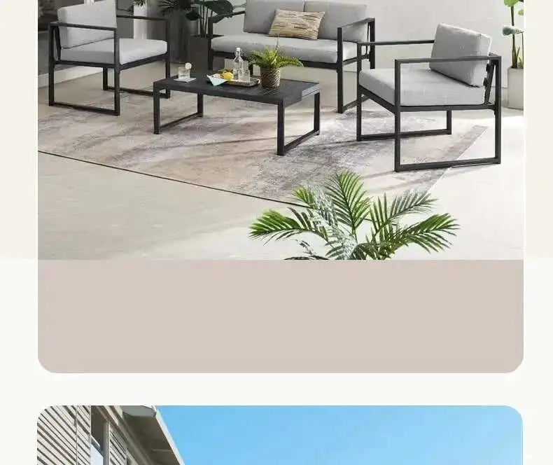 Aluminum Alloy Garden Sofas Waterproof Sunscreen Outdoor Furniture Home Courtyard Balcony Garden Sofa Coffee Table Combination L