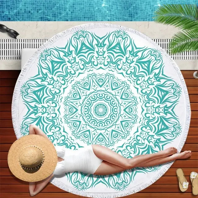 Gradient Mandala Round Beach Towel/Yoga Mat