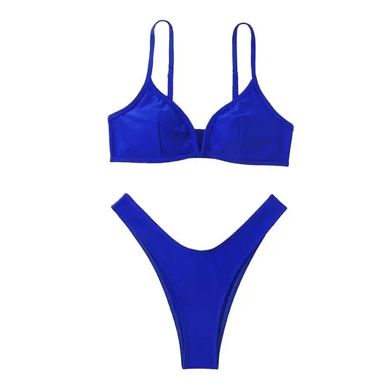 Hot Sale Of The Season New Pure Color Sexy Quick Dry Tight Bikini Swimwear for Holiday Hot Girl Cross-Border Bikini Set Women's Luxlife Brands