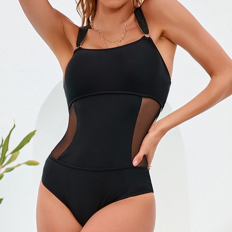 Black One-Piece Large Swimsuits Closed Plus Size Swimwear Push Up Body Bathing Suits For Pool Beach Women's Swimming Suit 2023