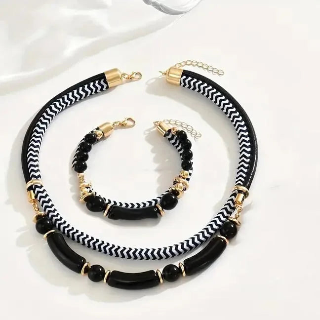 Statement Double Necklace & Bracelet Set