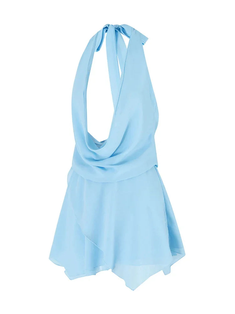 Cassandra Draped Backless Halter Mini Dress