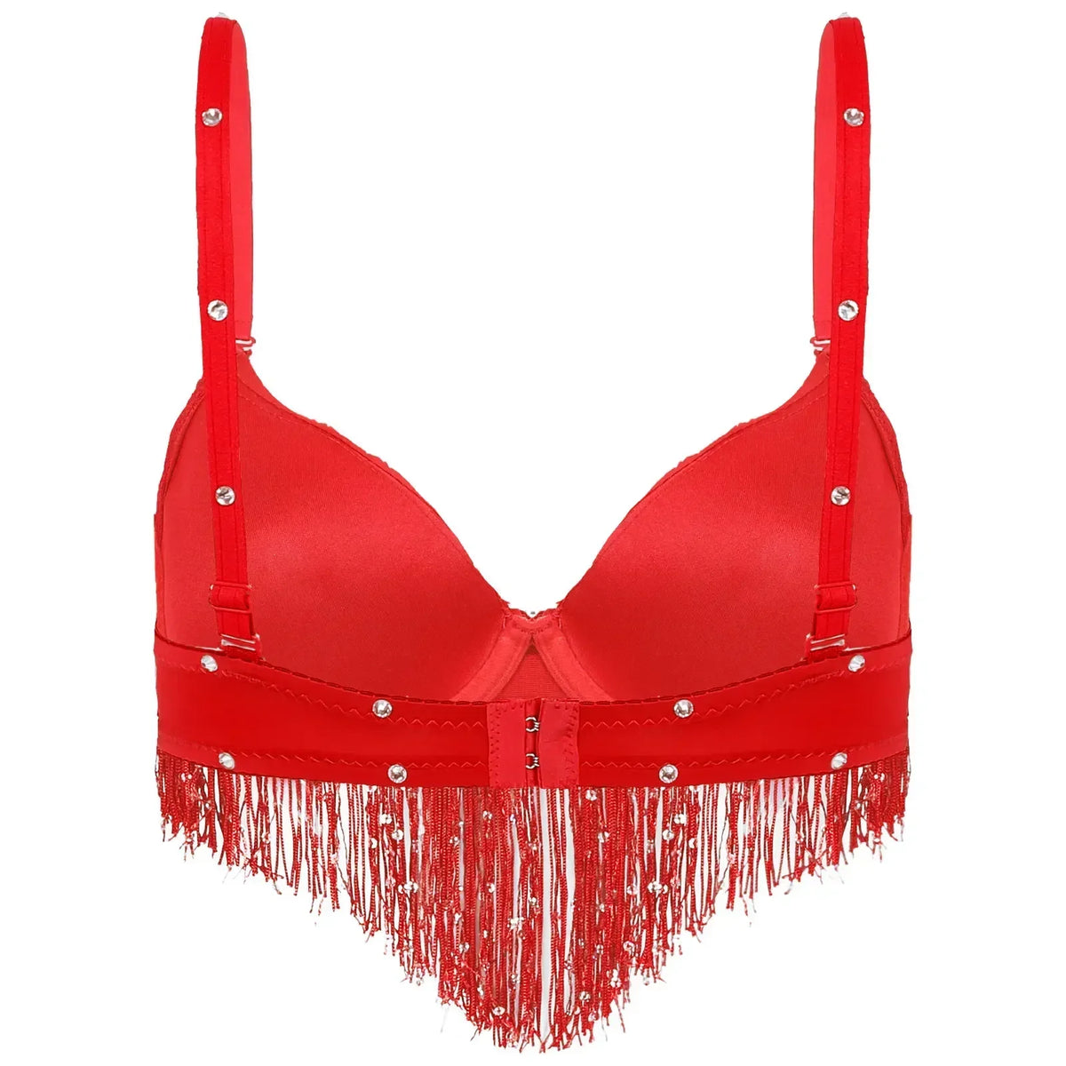The Stardust Oasis Sirena – Sequined Tassel & Rhinestone Push-Up Belly Dance Bra Top