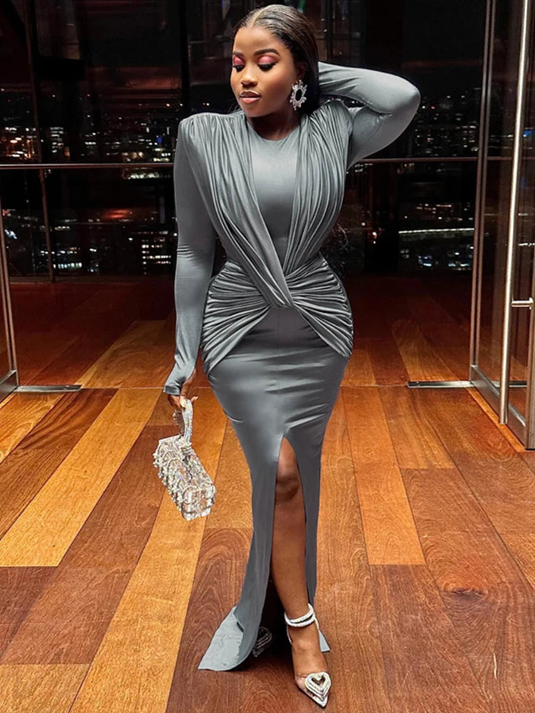 Winter Long Sleeve A-Line Long Bodycon Dress