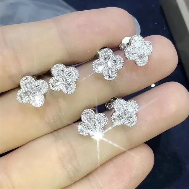 Gorgeous Princess Square CZ Stud Earrings for Women Weeding Engage Evening Party Female Delicate Earring Fashion Jewelry LUXLIFE BRANDS