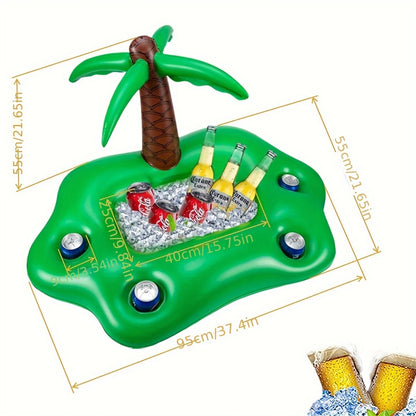 Inflatable Palm Tree Pool Party Float with Built-In Drink Cooler & Cup Holders