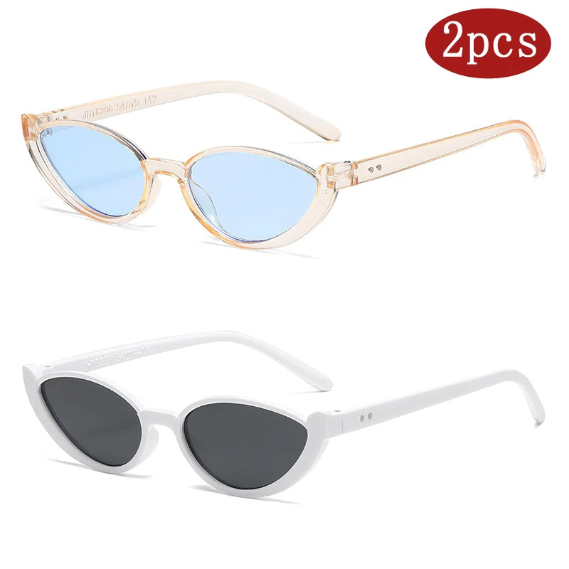 Hiking 2pcs Vintage Cat Eye Anti Light Glasses Half-frame Glasses Fashion Brand Design UV400 Eyewear Accessories Goggle