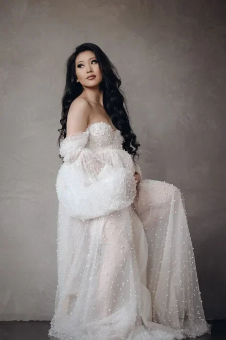 Maternity Pearl White Gown Luxlife Brands