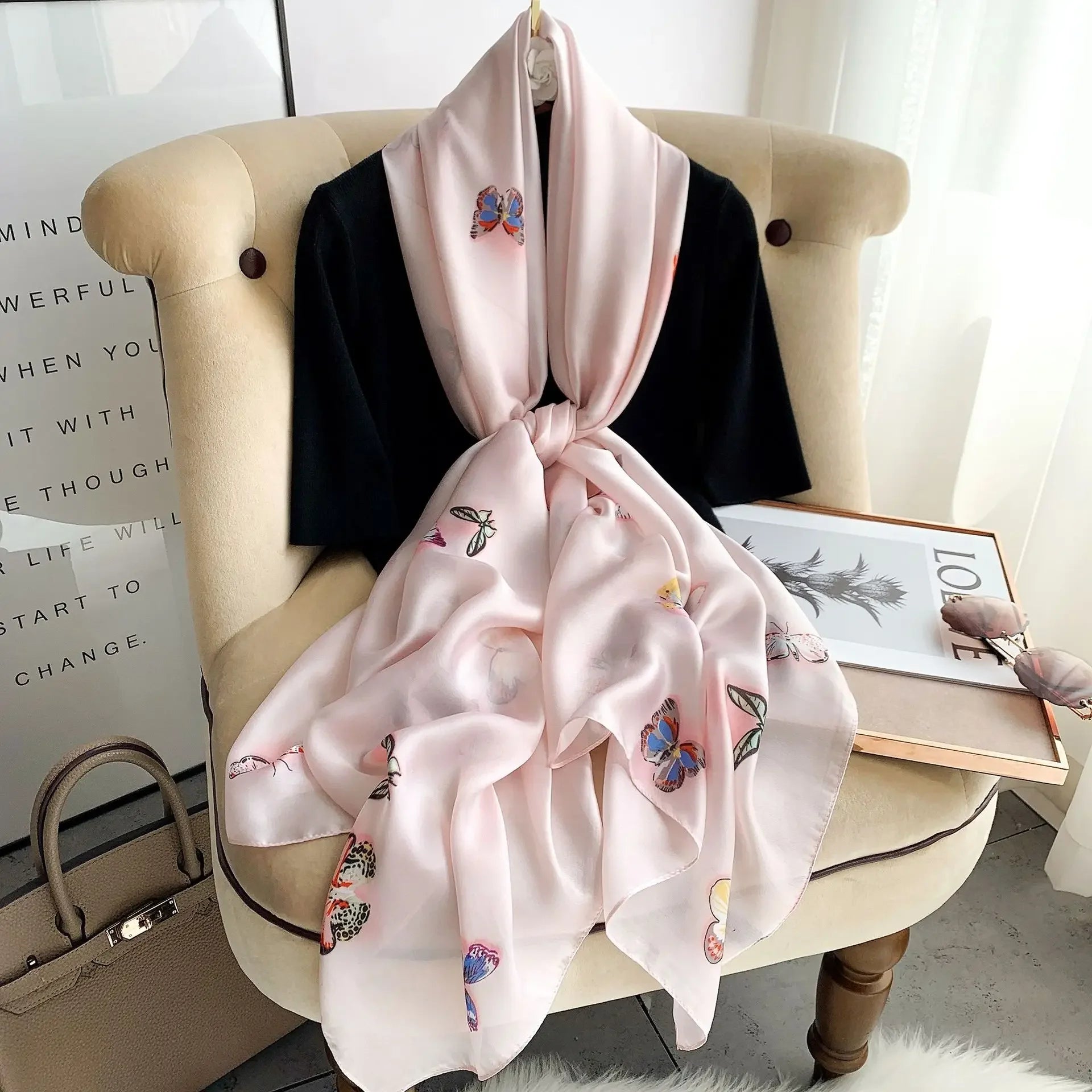 180*90cm Luxury Brand Spring Summer Autumn Women Clothing New Fashion Color matching printed silk scarf lady popular turba