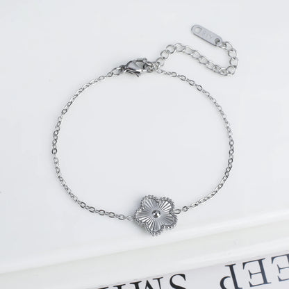 Classic Stainless Steel Hot Selling Golden Clover Adjustable Bracelet Luxury Five Leaf Flower Bracelet Jewelry For Women Gift