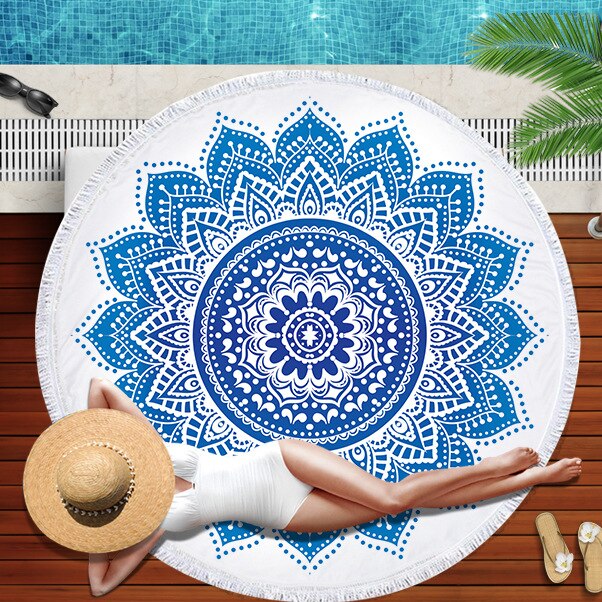 Gradient Mandala Round Beach Towel/Yoga Mat