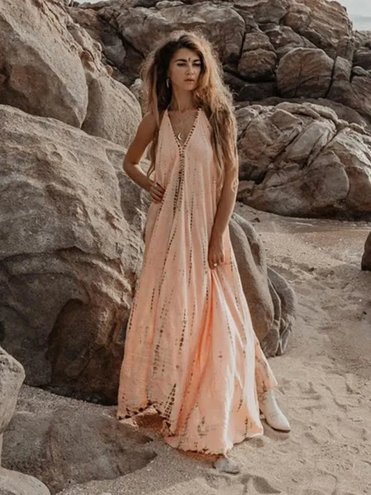 2023 Sexy Spaghetti Strap Striped Sundress Maxi Dress Summer Clothing For Women Party Evening Beach Wear Maxi Dress A1407