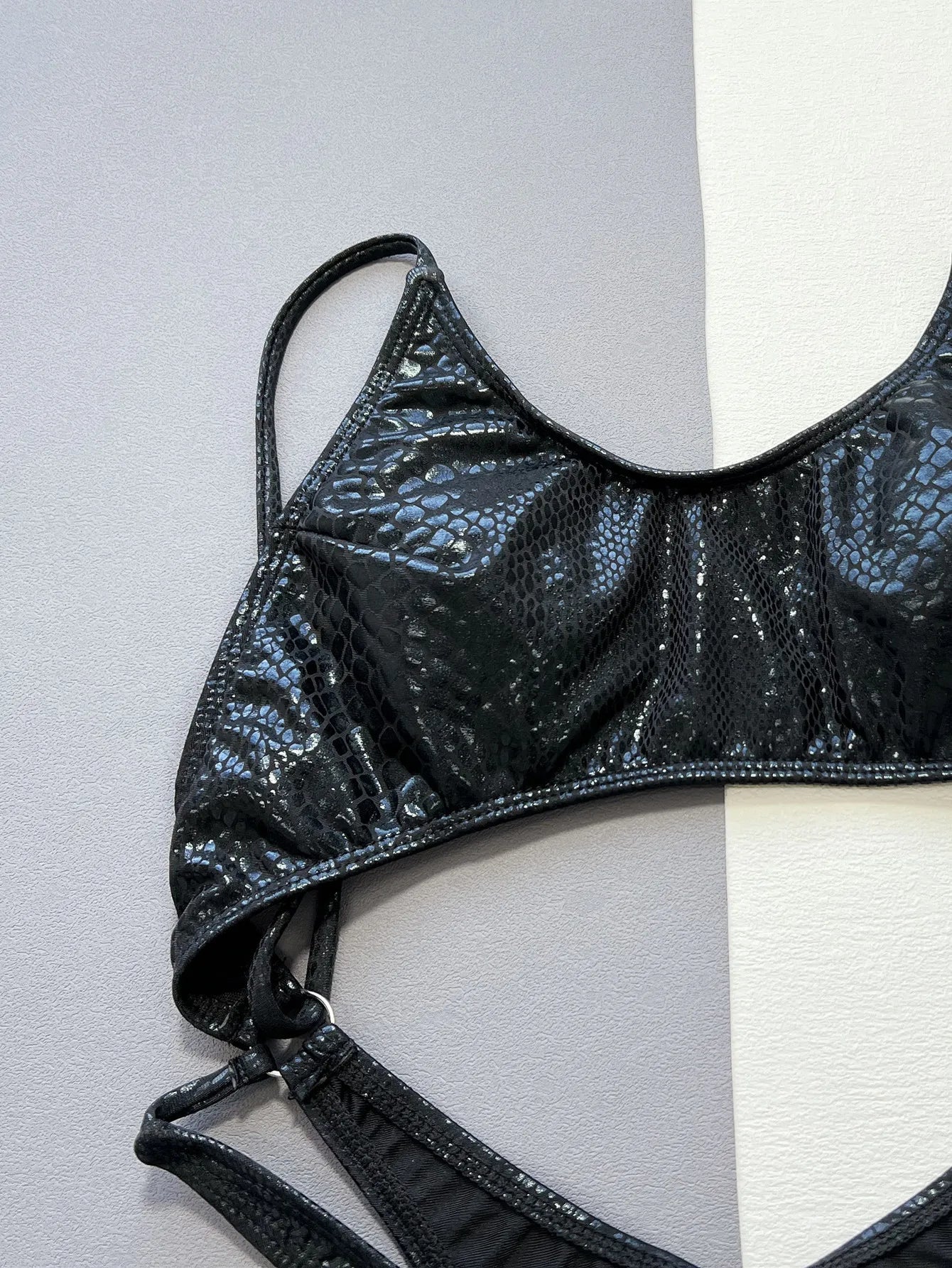 Women black snake print metallic swimsuit one piece hollow backless bikini Swimwear bathing suit beach outfits bodysuit biquini Luxlife Brands