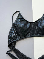 Women black snake print metallic swimsuit one piece hollow backless bikini Swimwear bathing suit beach outfits bodysuit biquini Luxlife Brands
