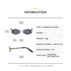 Luxury Polygon Sunglasses for Women Hipster Irregular Rimless Sunglasses Ladies Small Metal Frame Vintage Rhombus Eyewear Brown Luxlife Brands