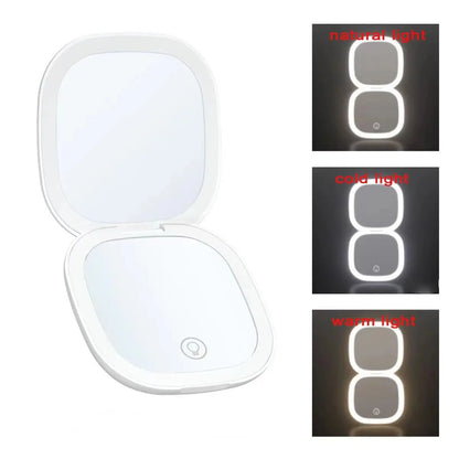 Mini Portable 5X 10X Folding Makeup Mirror Led Lights Magnifying Compact Pocket Travel Aesthetic Vanity Mirrors Make Up Tools