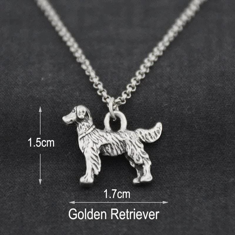 Vintage 3 Style Pomeranian & Samoyed & Keeshond & Golden Retriever & Whippet Dog Charms Pendant Necklace Women Pet Lover Gift LUXLIFE BRANDS