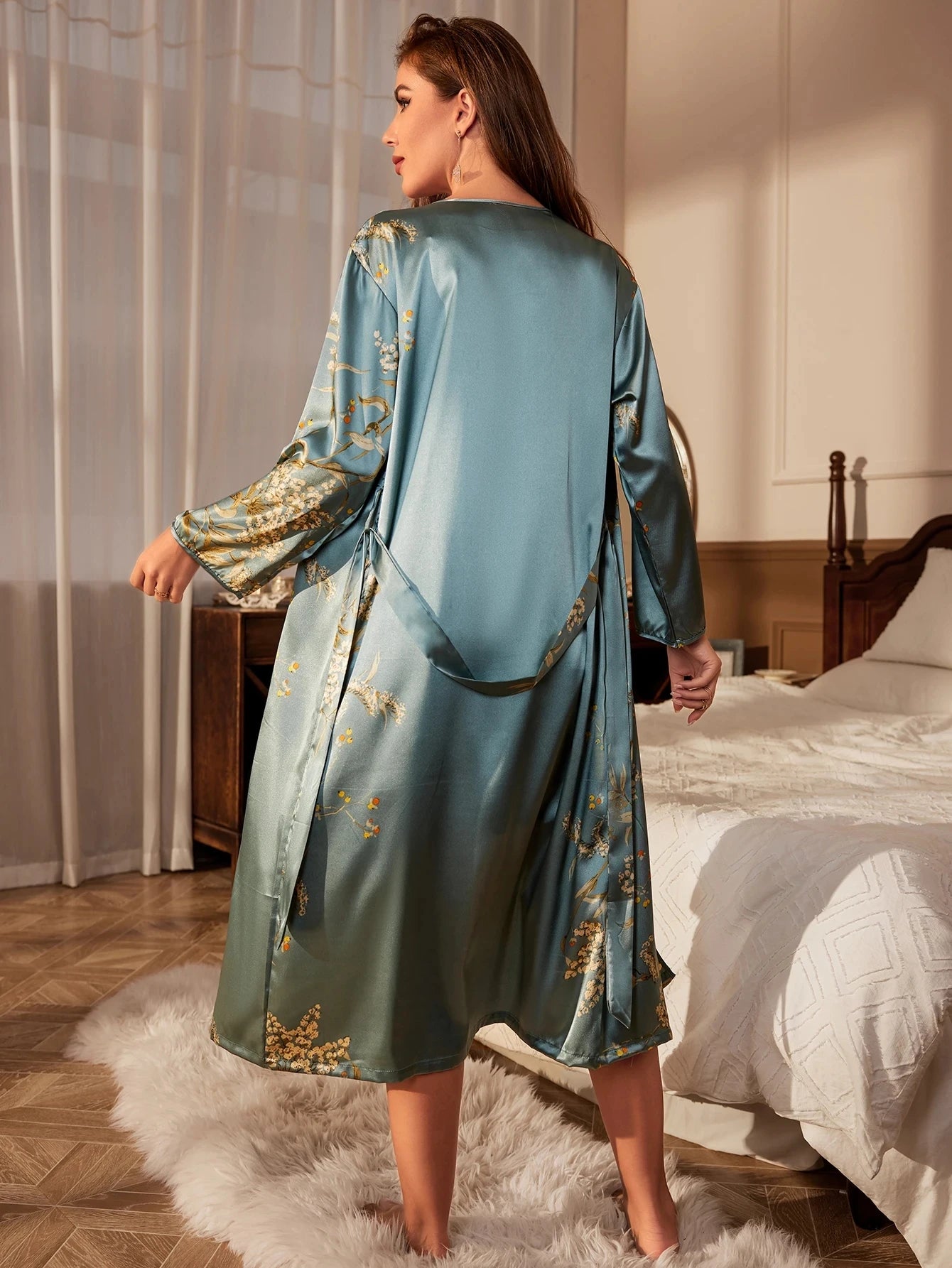 Dynasty Satin Kimono Loungewear LUXLIFE BRANDS
