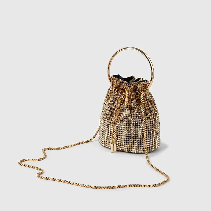 Diamond Bucket Bag for Women 2023 New Rhinestones Bling Shoulder Bags fashionTote Handbag Luxury Design Purse Crossbody Bag LUXLIFE BRANDS