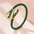 Double Snake Head Cuff Bangles Braided Leather Luxlife Brands