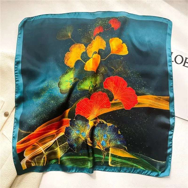Print 70cm Silk Satin Headkerchief Women Luxury Design Neck Tie Scarf Female Hair Hand Wrist Foulard Shawl Hijab Bandana LUXLIFE BRANDS