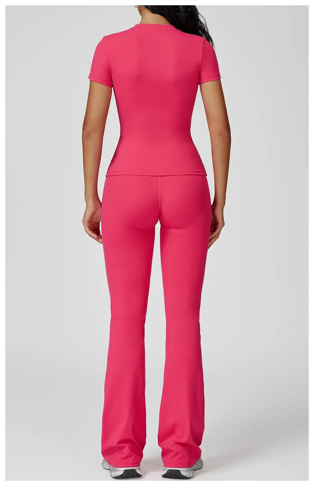 Hearuisavy Women 2 Piece Sport Pants Set Gym Sportswear Workout Short Sleeves Female Push Up Yoga Pants Running Fitness Clothing