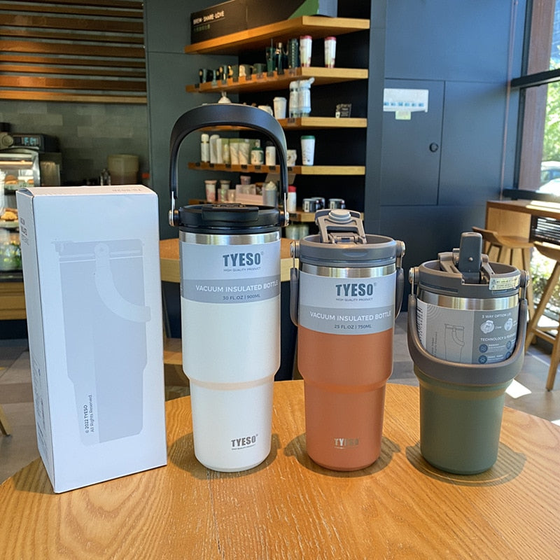 Tyeso Coffee Cup Double-Layer Thermal Water Bottle Insulation And Cold Storage Ice Milk Tea Stainless Steel Double-Drink Car Cup