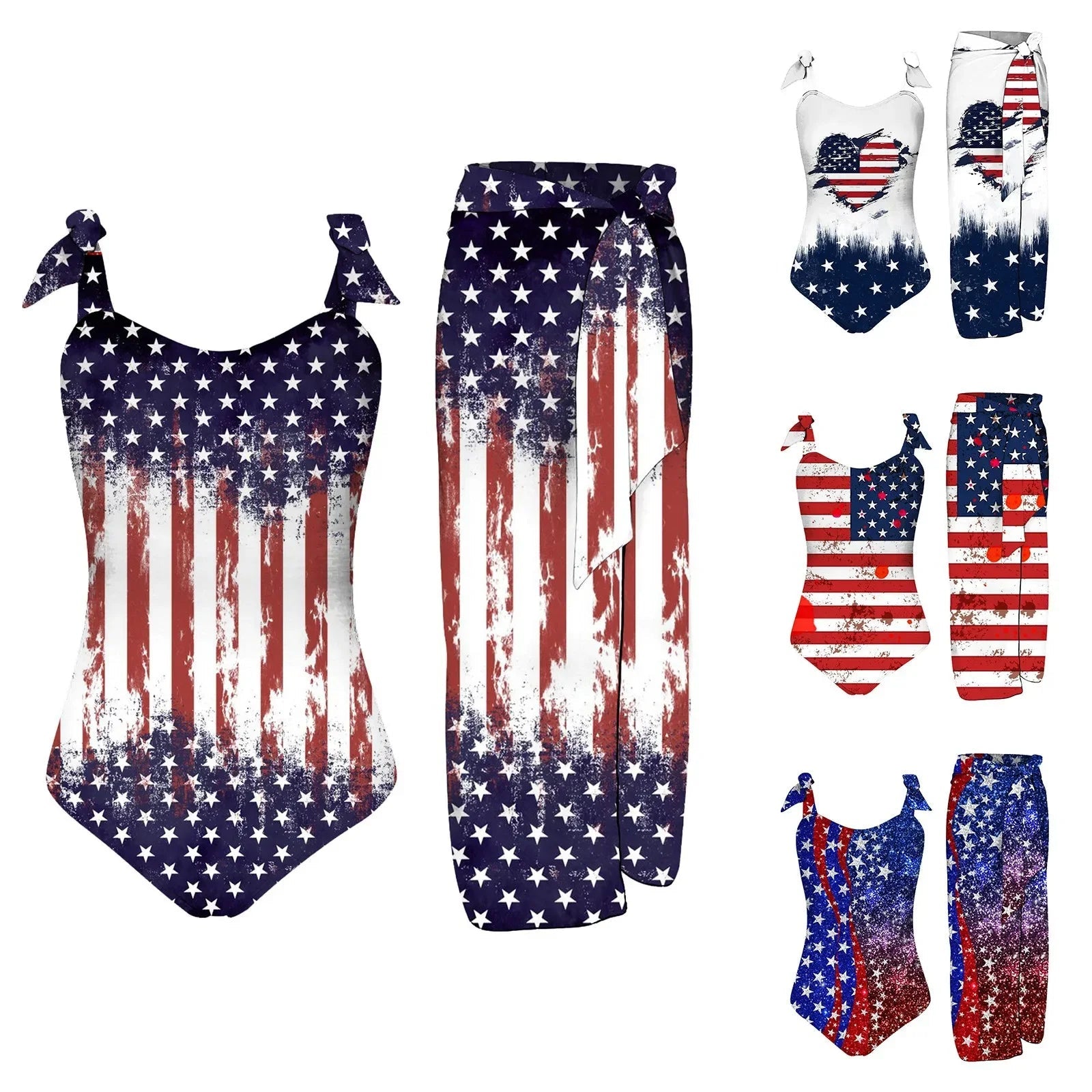 Women’s USA Swimsuit & Sarong Set LUXLIFE BRANDS
