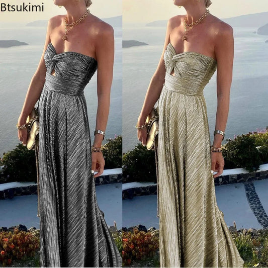 Metallic Long Party Dress