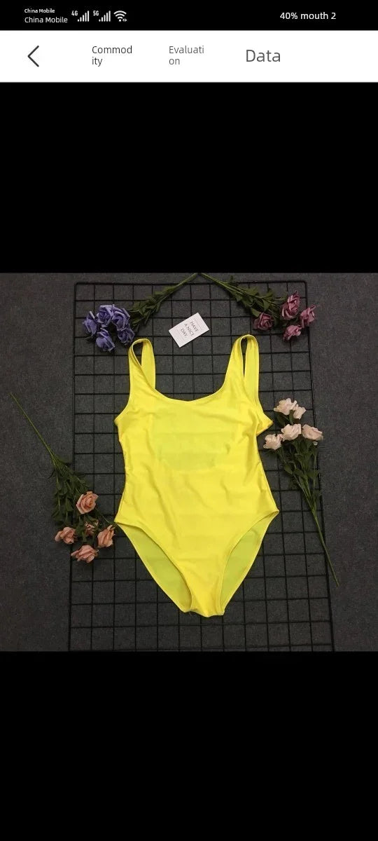 Fashion Hot Spring Sexy Women's One-Piece Swimming Suit No Chest Pad Plus Size Triangle Private Water One-Piece Swimsuit Bikini