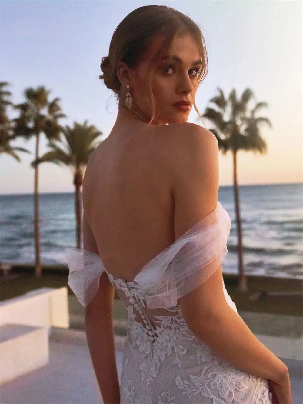 Haohao 2024 Beach Sweetheart Neck Off The Shoulder Wedding Dress Romantic Lace Appliques Bridal Gown Pastrol Vestidos De Novia LUXLIFE BRANDS