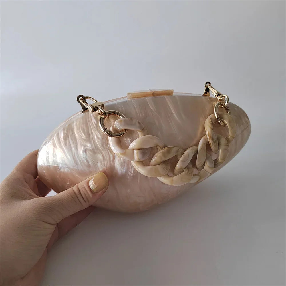 Pearl Acrylic Shell Clutch LUXLIFE BRANDS