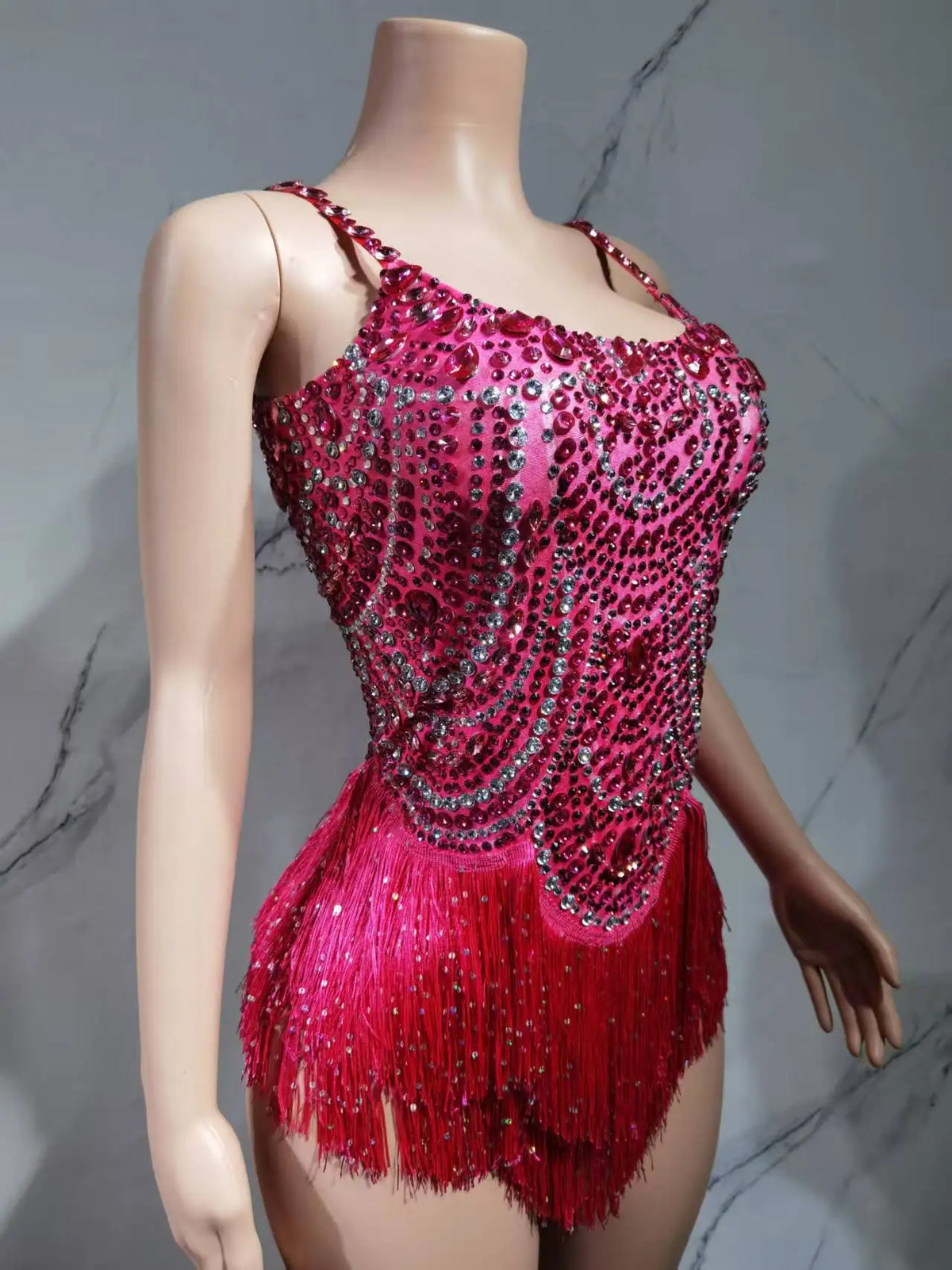 The Stardust Festival Fringe Bodysuit – Luxury Rhinestone Tassel Showgirl Costume