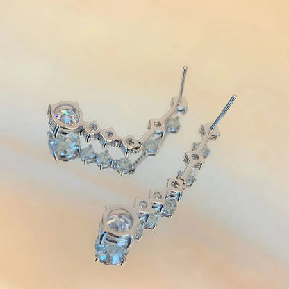 Moissanite Dangle Earrings For Women 3ct a Pair D Color VVS1 Diamond Long Tassel Ear Drops 925 Sterling Silver Fine Jewelry Gift