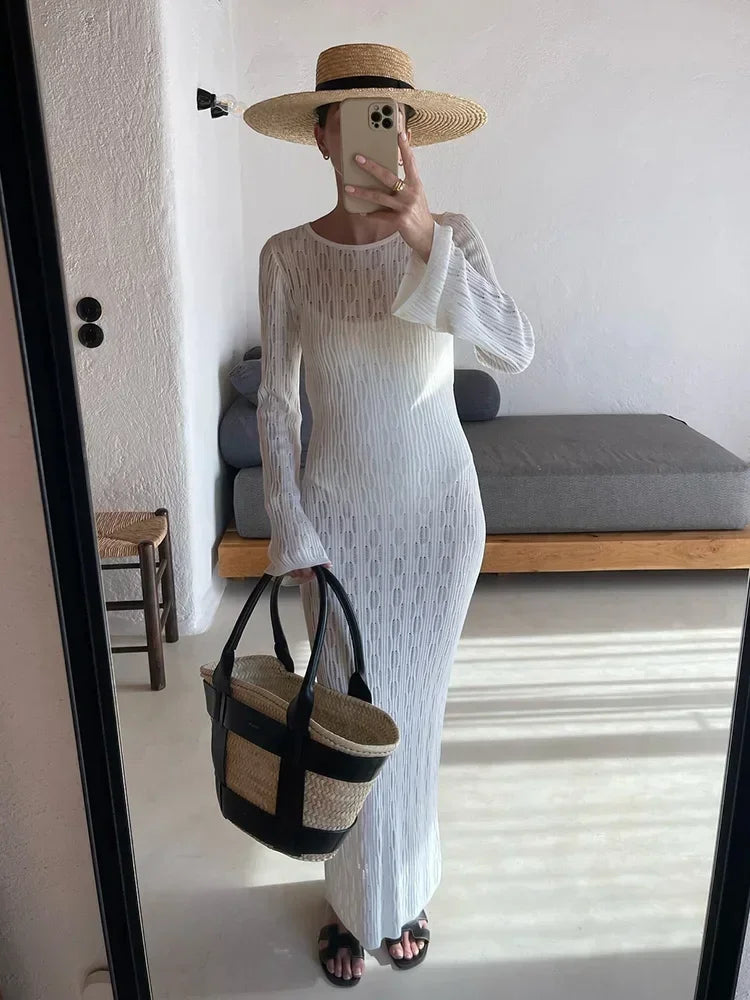 Long Sleeve Beach Maxi Dress